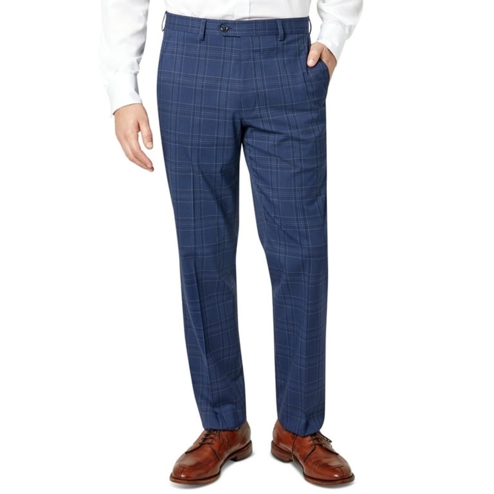 Sean John Mens Classic-Fit Blue Plaid Suit Pants 40x32‎ - NWT
